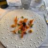 Gamberi rossi scottati con giardiniera in tripla consistenza.